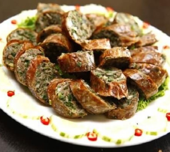 Dồi trường chiên mắm 