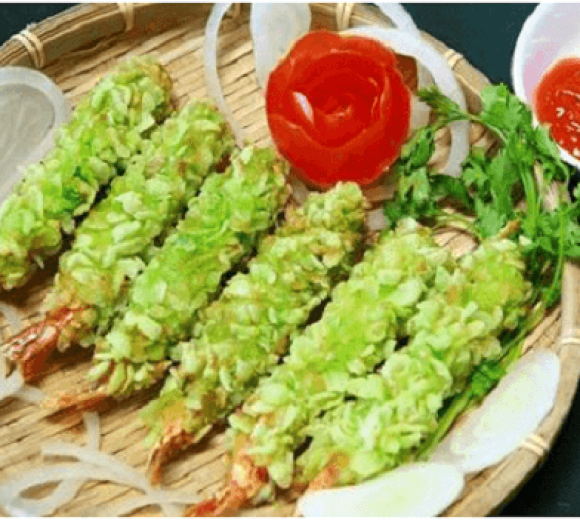 Mực ống chiên cốm 