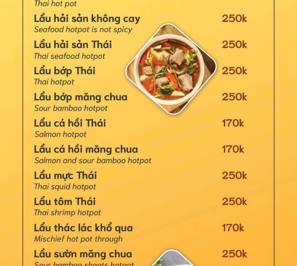 Thực đơn Lẩu 