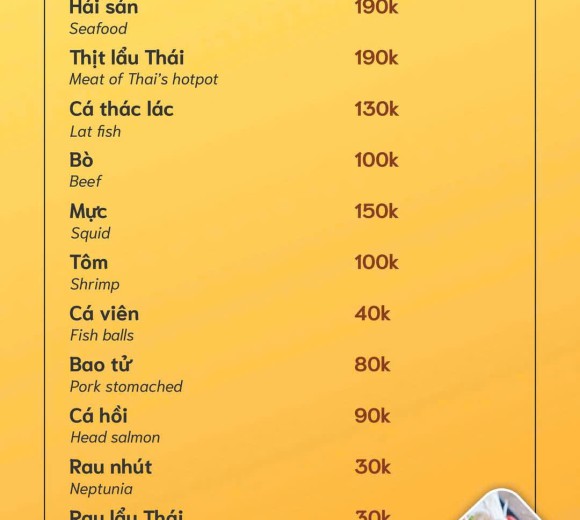 Thực đơn Món gọi thêm 2 