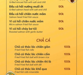Thực đơn Cá - Chả Cá