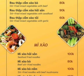 Thực đơn Rau xào -  Mì xào