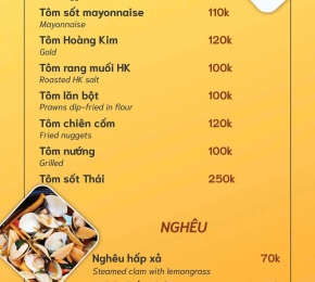 Thực đơn Tôm - Nghêu