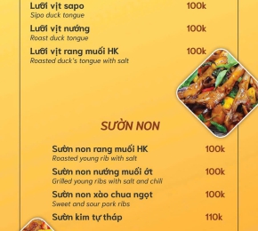 Thực đơn Lưỡi vịt - Sườn non